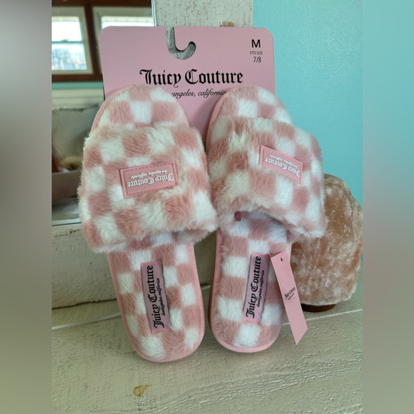 Juicy Couture Shoes - Juicy Couture Pink Check Slippers